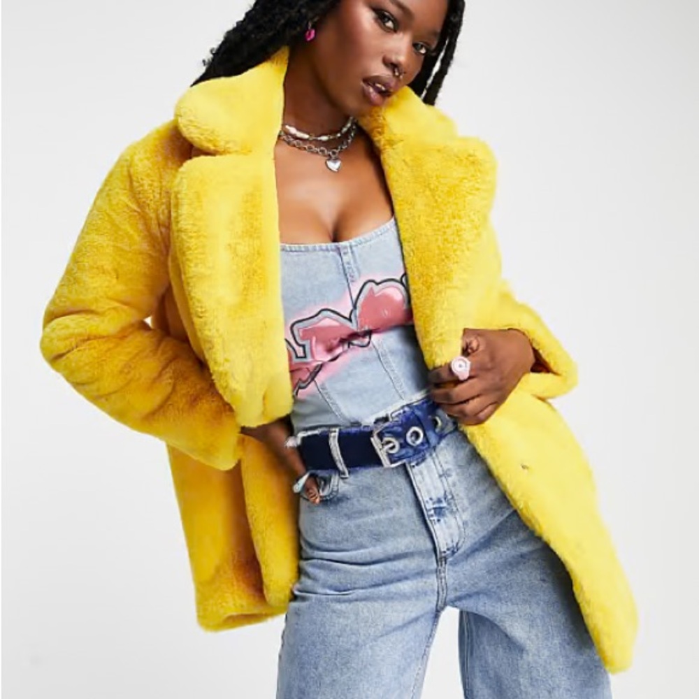 Girlfriend Material Dolls Kill Short Coat in canary yellow